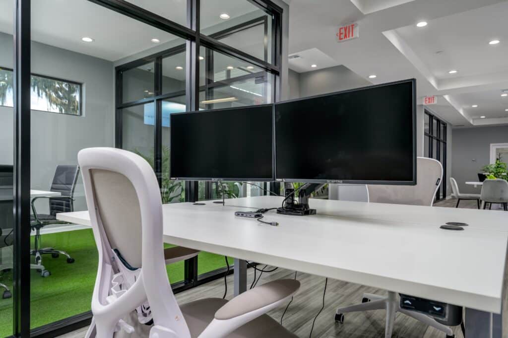 A dedicated desk at Mango Space co space working Wesley Chapel